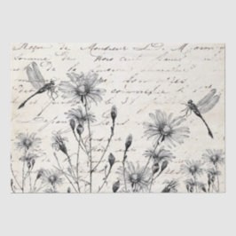 Große französische Script-Wildblume Dragonfly Deco Seidenpapier