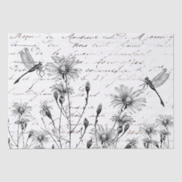 Große französische Script-Wildblume Dragonfly Deco Seidenpapier