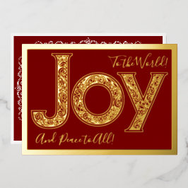 Große Freude an der Welt in Rot, Gold Folien Feiertagskarte