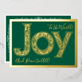 Große Freude für die Welt in Grün, Gold Folien Feiertagskarte