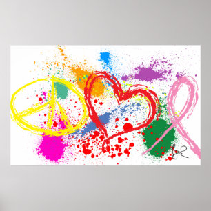 "Große Friedens-Liebe Hope Paint Spritzer Poster