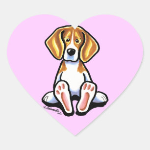 Große Füße Beagle Weg-Leine Art™ Herz-Aufkleber