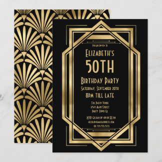 Große Gatsby-Einladungen zum 50. Geburtstag Einladung