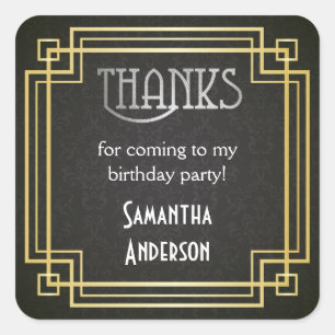 Große Gatsby-Sticker, Art-Deco-Liebesmarken Quadratischer Aufkleber