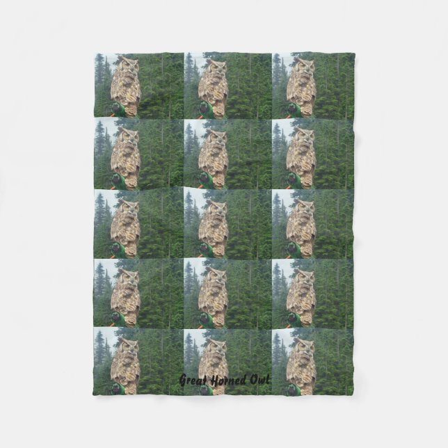 Große gehörnte Eulen-Fleece-Decke Fleecedecke (Vorderseite)