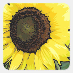 Große gelbe Sonnenblume Quadratischer Aufkleber