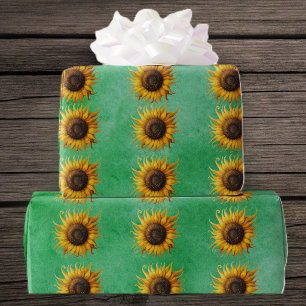 Große gelbe Sonnenblumen Fancy Blütenblätter auf G Geschenkpapier