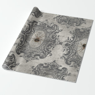 Große Gerahmte Spinne auf hellgrau Geschenkpapier