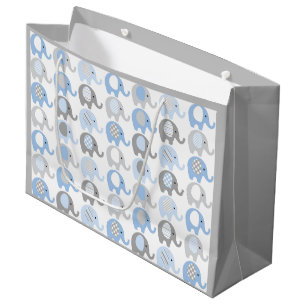 Große Geschenktasche - Blaue und graue Elefanten Große Geschenktüte
