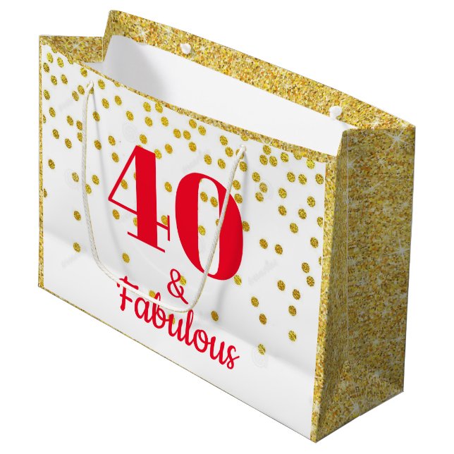 Große Geschenktasche - Meilenstein Gold Große Geschenktüte (Vorderseite Schrägansicht)