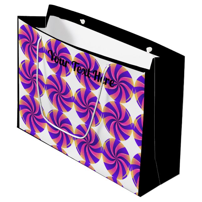 Große Geschenktaschen mit schwarzem Text Totbeutel Geschenktüte (Vorderseite Schrägansicht)