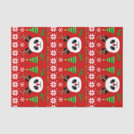 Große Gesichts-Panda-Cartoon-Weihnachtsgeweihe Seidenpapier