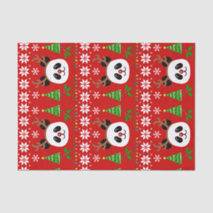 Große Gesichts-Panda-Cartoon-Weihnachtsgeweihe Seidenpapier