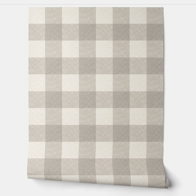 Große Gingham-Karos kariert neutrales Beige Tapete (Abrollen)