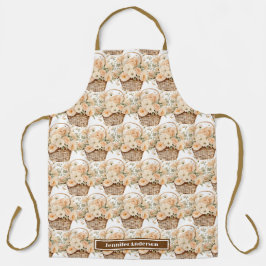 Große, Girl Peach Blumenkörbe Schürze drucken
