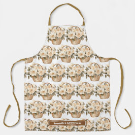 Große, Girl Peach Blumenkörbe Schürze drucken