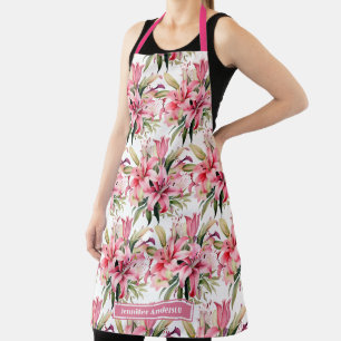 Große Girl Pink Stargazer Lily Floral Schürze
