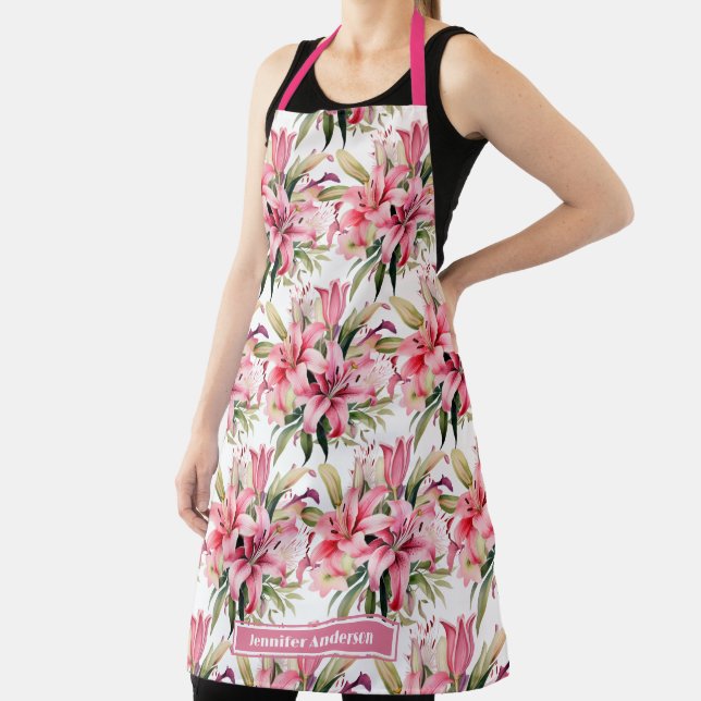 Große Girl Pink Stargazer Lily Floral Schürze (InSitu)