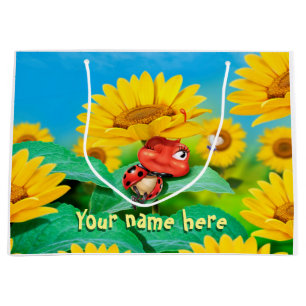 Große glänzende Geschenktasche schläfrig Ladybug i Geschenktüte