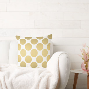 Große Gold Polka Dots Muster weiß Kissen