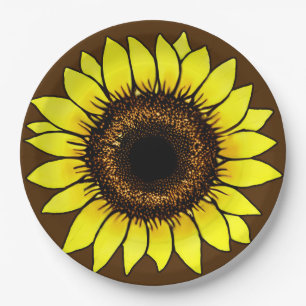 Große goldgelbe Sonnenblume Pappteller