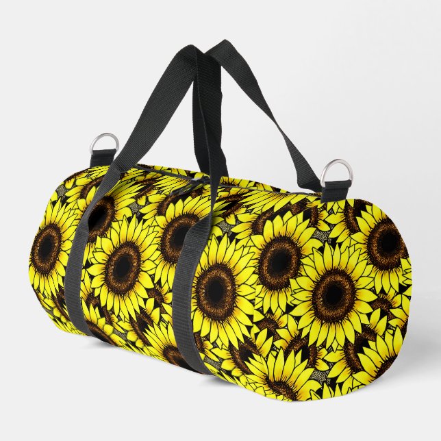 Große goldgelbe Sonnenblumen Duffle Bag (Linke Seite)
