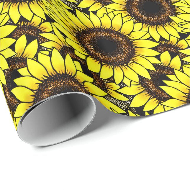 Große goldgelbe Sonnenblumen Geschenkpapier (Rolleneckpunkt)