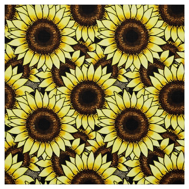 Große goldgelbe Sonnenblumen Stoff (Muster)