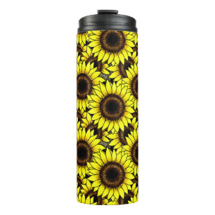 Große goldgelbe Sonnenblumen Thermosbecher