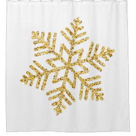 Große Goldschneeflocke auf Glitzer Duschvorhang