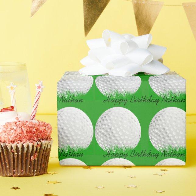 Große Golfbälle im Gras Geschenkpapier (Geburtstagsparty)