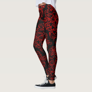 Große gotische Damast-Rot-Eleganz Leggings