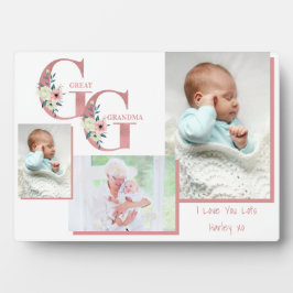 Große Grandma GG Blumenbriefe | 3 Foto Plaque Fotoplatte