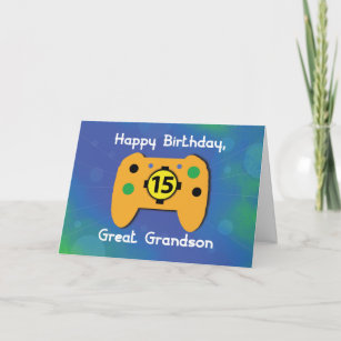 Große Grandson 15 Jahre alt GeburtstagsGamer-Kontr Karte