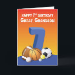 Große Grandson 7. Geburtstagsportbälle Karte<br><div class="desc">Begleiten Sie Ihren Urenkel zur Feier seines 7. Geburtstages. Wenn er Lieben hat,  mit einer Kugel zu spielen,  dann ist diese Karte genau richtig für ihn. Die witzige Insider-Nachricht wird auch ein Lächeln auf sein hübsches Gesicht bringen.</div>