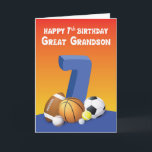 Große Grandson 7. Geburtstagsportbälle Karte<br><div class="desc">Begleiten Sie Ihren Urenkel zur Feier seines 7. Geburtstages. Wenn er Lieben hat,  mit einer Kugel zu spielen,  dann ist diese Karte genau richtig für ihn. Die witzige Insider-Nachricht wird auch ein Lächeln auf sein hübsches Gesicht bringen.</div>
