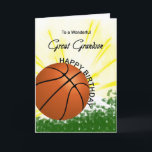 Große Grandson Basketball Geburtstagskarte Karte<br><div class="desc">Geben Sie Ihrem Basketball liebenden Urenkel eine Baseball- und Fledermauskarte mit einem explosiven Basketballthema! Ein Basketball und Fledermaus mit den Worten "Für einen wunderbaren Urenkel".</div>