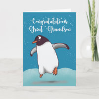 Große Grandson Herzlichen Glückwunsch Penguin Jump