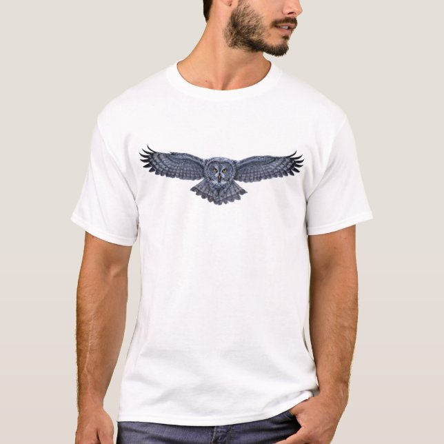 Große Graueule im Flug Grafik T-Shirt (Vorderseite)
