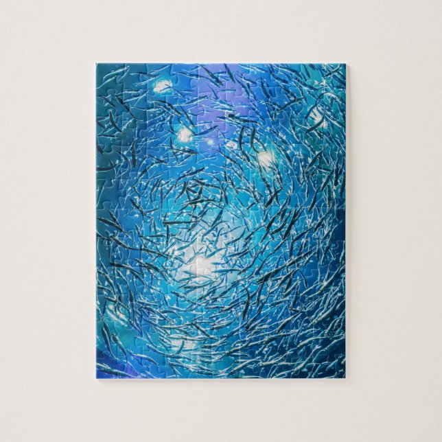 Große Grauschule für Meeresfische Puzzle (Vertikal)