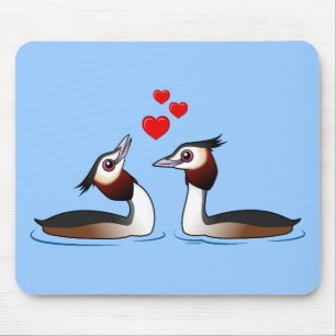 Große Grebes mit Haube in der Liebe Mousepad