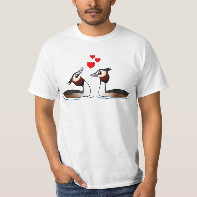 Große Grebes mit Haube in der Liebe T-Shirt (Vorderseite)