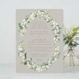 Große griechische Snowberry+Eukalyptus Wedding Einladung