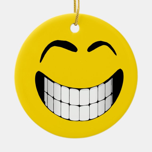 GROSSE GRINSEN-GESICHTS-VERZIERUNG KERAMIKORNAMENT (Vorne)