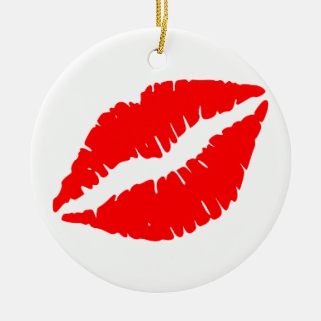GROSSE, GROSSE UND GROSSE ROTE RUBY LIPS ORNANAMEN KERAMIK ORNAMENT (Vorne)