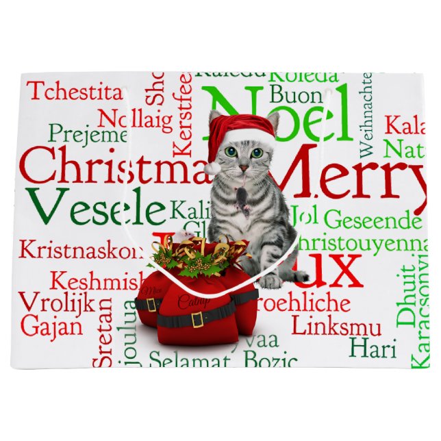 Große Größe - Weihnachten für Katzen und Maus Große Geschenktüte (Vorderseite)