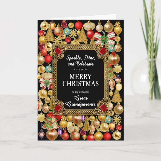 Große Großeltern Frohe Weihnachten mit Ornamenten (Vorderseite)