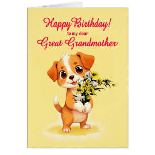 Große Großmutter GeburtstagWelpe und Blume
