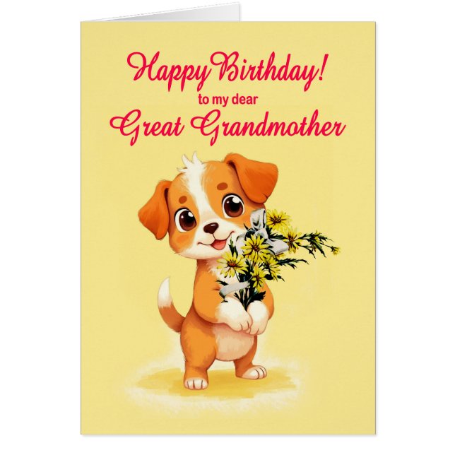 Große Großmutter GeburtstagWelpe und Blume (Vorne)