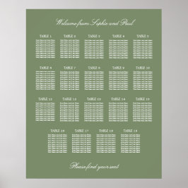 Größe Grün 19 Tabelle Hochzeitsdiagramm Poster